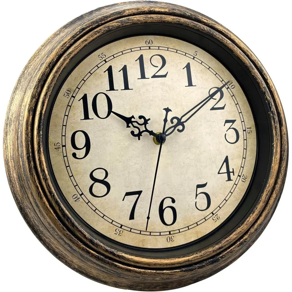 Small Retro Wall Clock, 12'' Non Ticking Classic Silent Vintage Wall Clocks Deco